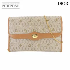 美品 クリスチャン ディオール Christian Dior ハニカム ショルダー バッグ PVC レザー ベージュ ブラウン ゴールド 金具 90313225
