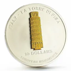 ナウル 10ドル ヨーロッパの記念碑 ピザの塔 銀貨 2006年