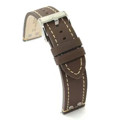 Diloy 腕時計 ベルト 20mm オイルドカーフレザー アビエータースタイル リベット付き 本革 ダークブラウン