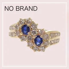 【no brand】K18YG デザインジュエリー 9号 リング K18イエローゴールド ブルー サファイア ダイヤモンド