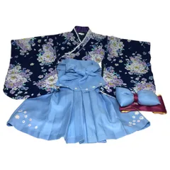 ◎◎Catherine Cottage  袴3点セット　上衣　袴スカート　帯 ネイビー×スカイブルー