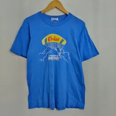 Orion オリオンビール Tシャツ 半袖 カットソー パラシュート プリント 企業 コットン 日本製 古着 ブルー系 L C229