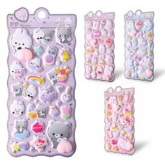 〔SRG-1〕 3D 立体 シール 1枚 ぷにぷに おしりシール ウサギ クマ アニマル ぷくぷく つやつや デコ ご褒美シール かわいい プレゼント 大容量 まとめ買い 韓国 文房具 雑貨 ステッカー ファンシー ゆめかわ ネコポス発送