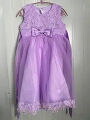 子供用ウェディングドレス風プリンセスドレス・薄紫・140cm  Q-000851  bu1