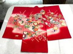 七五三 花柄 着物 3歳 正絹 着物のみ H8-3-52