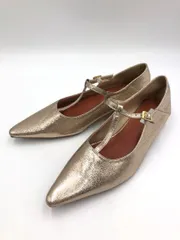 EVOL イーボル IV5186 Tストラップ3cmヒールポインテッド パンプス size23.5cm/ゴールド ■■ レディース