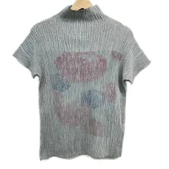 HIROKO BIS(ヒロコビス) 半袖カットソー サイズ13AB L レディース美品  - ライトグレー×レッド×ブルー ハイネック/プリーツ