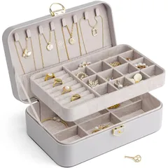 Vlando ジュエリーケース おしゃれ 引き出し 大容量 鍵付き アクセサリー 収納 ボックス ネックレス イヤリング リング ブレスレット 収納ボックス ジュエリーボックス 携帯用 ミニ アクセサリー 持ち運びケース 女の子 女性用 ギフ 07f5608e