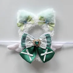 ホワイト&グリーン ねこ ぬい服 着ぐるみ にじぱぺっと