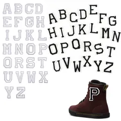 【人気商品】アルファベット A-Z 刺繍ワッペン 52枚入 ワッペン アイロン アップリケ アイロン接着 衣類パッチ 入園 入学 マーク 幼稚園 保育園 小学校 男の子 女の子 白&黒 2セット