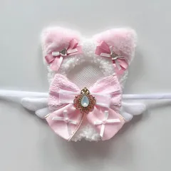 ホワイト&ピンク ねこ ぬい服 着ぐるみ にじぱぺっと10cm