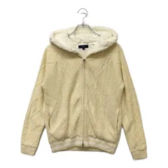 未使用品 レディース キャロウェイ Callaway フルジップアウター L オフホワイト ニットパーカー ケーブル編み 裏ボア
