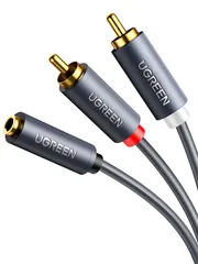 【数量限定】UGREEN RCA 3.5mm 変換ケーブル 3.5mmステレオミニプラグ(メス) - 2RCA(オス) 赤白ケーブル Y型 分岐 金メッキ仕様 25cm