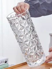 フラワーベース 花器 ガラス 円柱 おしゃれ シンプル モダン 透明 生け花 シリンダー 花瓶 インテリア 部屋 玄関 リビング 飾り お店 ホテル プレゼント 贈り物 (口径：12cm 高度：30cm)