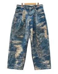 ターク TAAKK 21AW Jacquard Denim Wide Pants ジャガード デニム ワイド パンツ ボタンフライ 加工 ズボン 青 総柄 TA21AW-PT063 デニム ブルー サイズ3 104MB-485のサムネイル