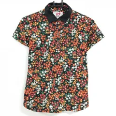 【超美品】マスターバニー 半袖ポロシャツ 黒×レッド×白 小花柄 LIBERTY レディース 0(S) ゴルフウェア MASTER BUNNY EDITION