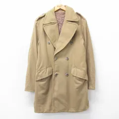 M/古着 長袖 ウール コート メンズ 80年代 80s ロング丈 イングランド製 ベージュ 26jan21