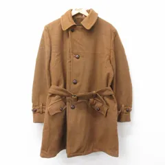 XL/古着 長袖 ウール コート メンズ 90年代 90s ロング丈 茶 内側ボア 26jan21