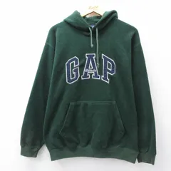 XL/古着 ギャップ GAP 長袖 フリース トップス パーカー メンズ 00年代 00s ビッグロゴ 刺繍 緑 26jan21