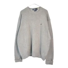 90年代 Polo by Ralph Lauren ポロ ラルフローレン コットンニットセーター グレー(メンズ XL)中古 古着 X4494