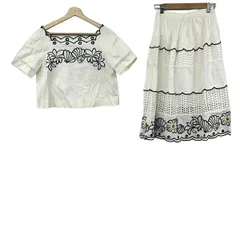 Chesty(チェスティ) スカートセットアップ レディース美品  アイボリー×ネイビー 刺繍/パイピング