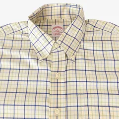 【L】Brooks Brothers（ブルックスブラザーズ）346 ポロカラーBD(ボタンダウン)シャツ チェック / Non-Iron / Cotton 100% ポケット付 マレーシア製 メンズXL相当