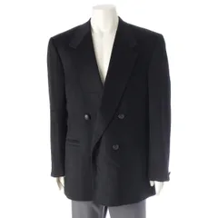 ジャンニ・ヴェルサーチェ アンゴラ ウール カシミヤ メドューサボタン ダブル テーラードジャケット ブラック 54【中古】