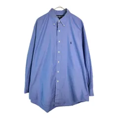 90年代 Polo by Ralph Lauren ポロ ラルフローレン YARMOUTH ボタンダウン 長袖シャツ ブルー(メンズ 16 1/2)中古 古着 X4500