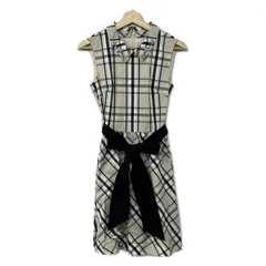 Chesty(チェスティ) ワンピース サイズ1 S レディース美品  グレーベージュ×白×ブルー 襟付き/ノースリーブ/チェック柄/ビジュー