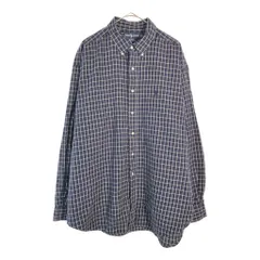 90年代 Polo by Ralph Lauren ポロ ラルフローレン BLAIRE ボタンダウン 長袖シャツ チェック ネイビー(メンズ XXL)中古 古着 X4501