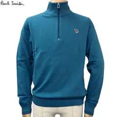 ポールスミス Paul Smith 新品 トップス ニット M2R 229YZ L21931 ブルー系 ハーフジップ スタンドネック SWEATER ZIP NECK ZEB BAD ワンポイント シマウマ ゼブラ コットン ナイロン ウール メンズ S/Mのサムネイル