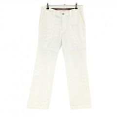 Yonex Pants, White, Checkered Fabric, Back Logo, Slight Staining on Pocket Openings, Some Stitching Unraveling, Marks on Back Pocket, Men's Golf Wear, YONEX