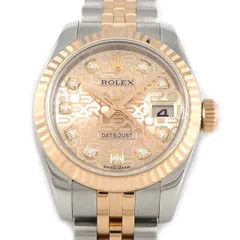 ロレックス Rolex 腕時計 デイトジャスト 179171G G番 2010年 ルーレット刻印 10ポイント ダイヤインデックス ピンクコンピューター文字盤 彫コン デイト K18PG SS 自動巻き 【箱・保付き】 【中古】のサムネイル