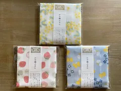 蚊帳ふきん３枚セット　いちご、ミモザ、蝶々