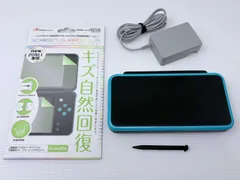【アダプタ・新品フィルム付き】New ニンテンドー 2DS LL 本体 ブラック×ターコイズ