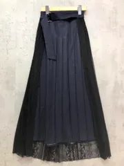 PAGEBOY ページボーイ タック シャンブレー レース プリーツ スカート sizeF/紺/黒 ■■ レディース