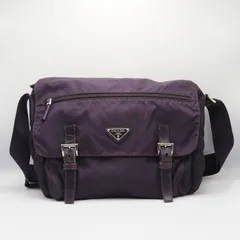 【付属品付き】PRADA 三角ロゴプレート ショルダーバッグ ナイロン パープル プラダ