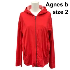 ◇ アニエスベー Agnes b フルジップパーカー 長袖 フーディー ジップアップ ライトアウター 赤 ピンク 綿100% 2 M メンズ Z6B757のサムネイル