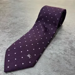 【BURBERRY BLACK LABEL】バーバリーブラックレーベル ホースロゴ入りドット柄ネクタイ　パープル　紫　シルク100% メンズ　日本製　ビジネス向け　シンプル　可愛い　ヴィンテージ　Y2K