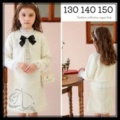 リボン付き エレガント ワンピース ジャケット スーツ 白 フォーマル 3点 セット