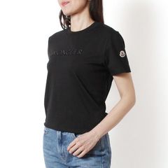 MONCLER ラインストーンロゴ Tシャツ ブラック サイズcan - メルカリ