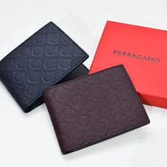 Salvatore Ferragamo 財布 661658 エンボスガンチーニ ２つ折り財布 小銭入れ無 メンズ フェラガモ FERRAGAMOのサムネイル