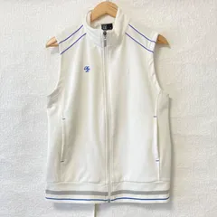 (^w^)b PGA TOUR ピージーエーツアー ジップアップ ゴルフウェア GOLF ノースリーブ ベスト スポーツ スポーティ 爽やか アクティブ 練習着 ホワイト×ブルー メンズ サイズ M