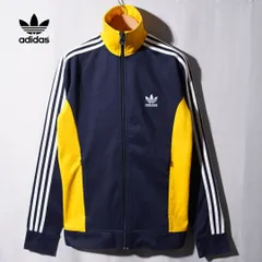 極美品 アディダス オリジナルス adidas Originals トラックジャケット ヨーロッパ TT L ネイビー イエロー ロゴ刺繍 Europe TT スポーツウェア ジャージ ストリート スポーツミックス 古着 B260