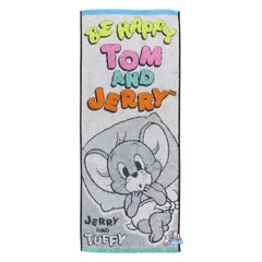 【メール便】トムとジェリー フェイスタオル ジャガードロングタオル オーガニックコットン ビーハッピー タフィ ワーナーブラザース 丸眞 新生活 キャラクター グッズ 