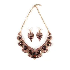 [ＫＫ　Ｓｏｌｉｓ] ネックレス ピアス セット ゴージャス 社交 競技 ベリーダンス 結婚式 発表会 演奏会 舞台 衣装 レディース アクセサリー 孔雀モチーフ クリスタルガラス 《彩翼 -Saiyoku-》 (パープルピアスセット) [パープル]