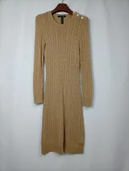 A級/XS) Ralph Lauren ウール コットン ケーブル編み ロング ニット ONE PIECE _ Haru ヴィンテージ 7002