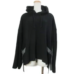 ザラ ZARA オーバーサイズ コントラストセーター ニットパーカー PO 切替 チェック 長袖 プルオーバー 厚手 M 170/88A ブラック グレー系 /X