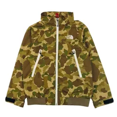 THE NORTH FACE ★ザ ノースフェイス・キッズ カモフラ総柄 収納フード付き ブランドロゴ刺繍 裏地メッシュ加工 ウィンド フーディ ジャケット (120) キッズジャケット ウィンドブレーカー 子供服 春夏物 迷彩柄