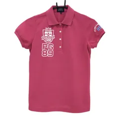 【超美品】パーリーゲイツ 半袖ポロシャツ ピンク×白 バックロゴ 襟裏プリント レディース 0(S) ゴルフウェア PEARLY GATES